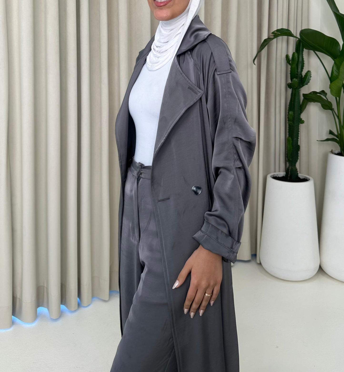 Grey satin set