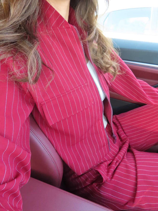 Stripped burgundy set