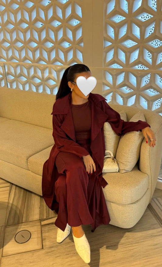 Burgundy satin set
